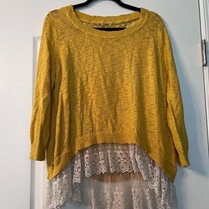 Yellow sweater, with lace detail. L/XL